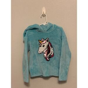 Girls BCBG Girls Plush Super Soft Hoodie with Sequin Unicorn - Size 5/6